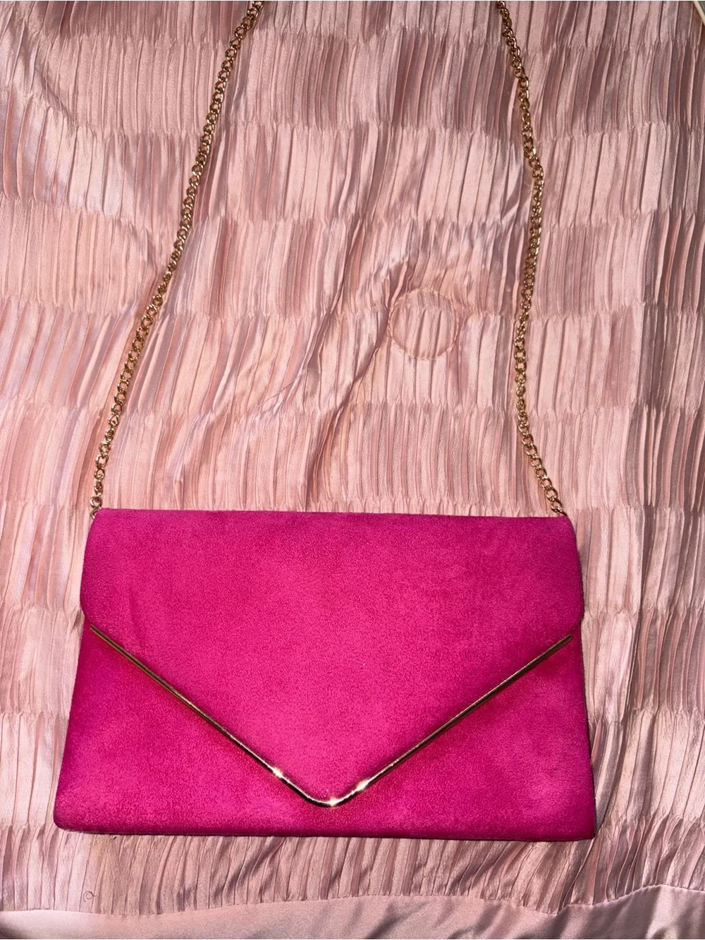 Fuchsia Chain-Handle Envelope Clutch